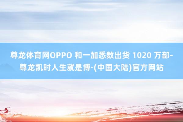 尊龙体育网OPPO 和一加悉数出货 1020 万部-尊龙凯时人生就是博·(中国大陆)官方网站