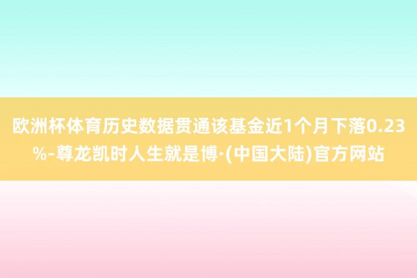 欧洲杯体育历史数据贯通该基金近1个月下落0.23%-尊龙凯时人生就是博·(中国大陆)官方网站