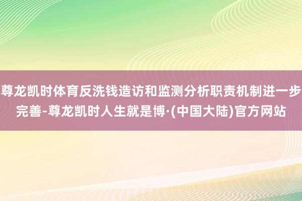 尊龙凯时体育反洗钱造访和监测分析职责机制进一步完善-尊龙凯时人生就是博·(中国大陆)官方网站
