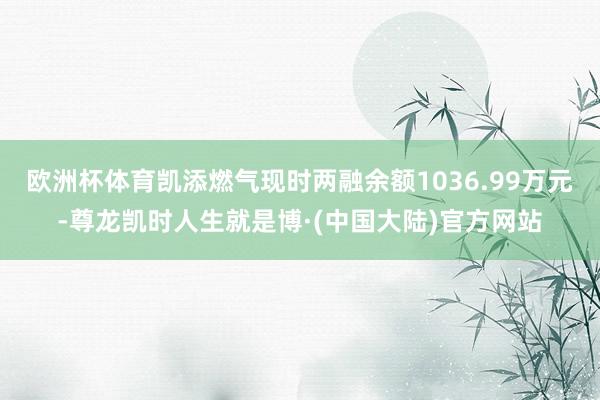 欧洲杯体育凯添燃气现时两融余额1036.99万元-尊龙凯时人生就是博·(中国大陆)官方网站