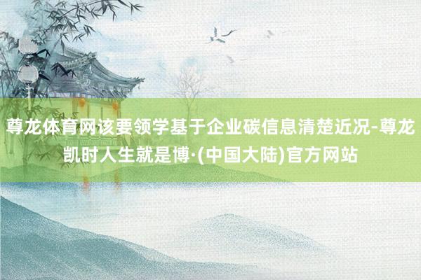 尊龙体育网该要领学基于企业碳信息清楚近况-尊龙凯时人生就是博·(中国大陆)官方网站