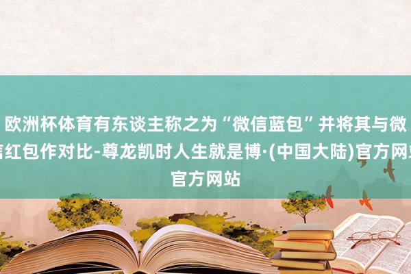 欧洲杯体育有东谈主称之为“微信蓝包”并将其与微信红包作对比-尊龙凯时人生就是博·(中国大陆)官方网站