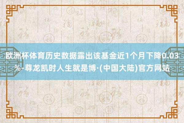 欧洲杯体育历史数据露出该基金近1个月下降0.03%-尊龙凯时人生就是博·(中国大陆)官方网站