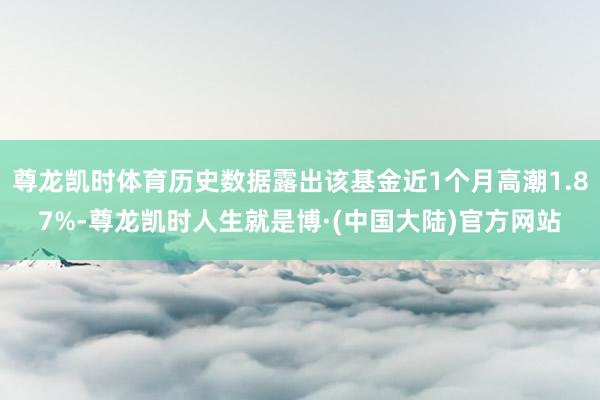 尊龙凯时体育历史数据露出该基金近1个月高潮1.87%-尊龙凯时人生就是博·(中国大陆)官方网站