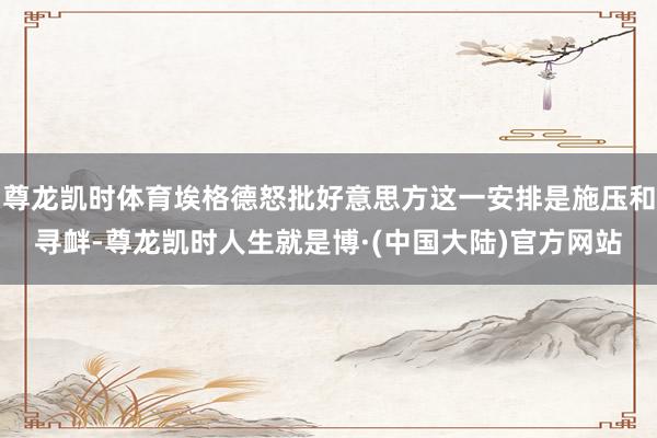 尊龙凯时体育埃格德怒批好意思方这一安排是施压和寻衅-尊龙凯时人生就是博·(中国大陆)官方网站