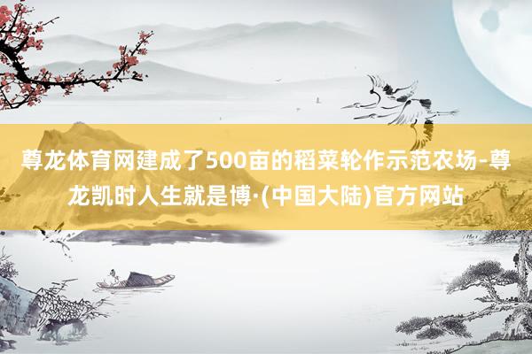 尊龙体育网建成了500亩的稻菜轮作示范农场-尊龙凯时人生就是博·(中国大陆)官方网站