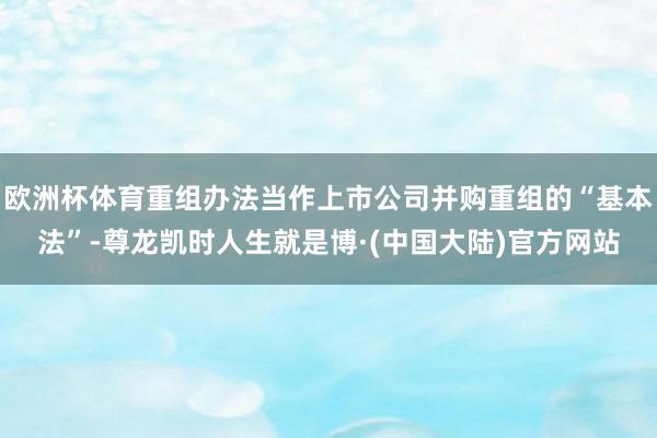 欧洲杯体育重组办法当作上市公司并购重组的“基本法”-尊龙凯时人生就是博·(中国大陆)官方网站