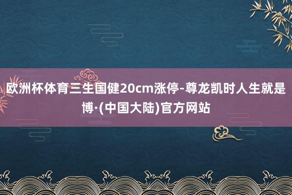 欧洲杯体育三生国健20cm涨停-尊龙凯时人生就是博·(中国大陆)官方网站