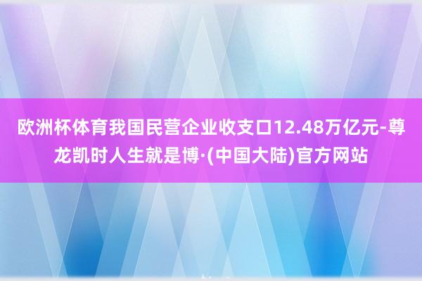 欧洲杯体育我国民营企业收支口12.48万亿元-尊龙凯时人生就是博·(中国大陆)官方网站
