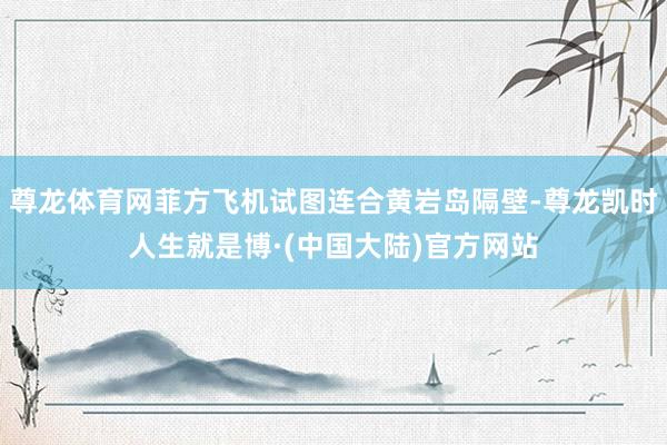 尊龙体育网菲方飞机试图连合黄岩岛隔壁-尊龙凯时人生就是博·(中国大陆)官方网站