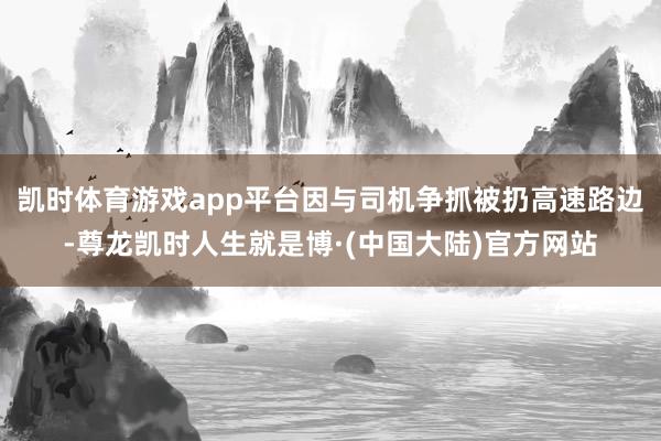 凯时体育游戏app平台因与司机争抓被扔高速路边-尊龙凯时人生就是博·(中国大陆)官方网站
