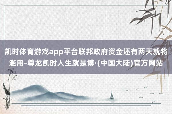 凯时体育游戏app平台联邦政府资金还有两天就将滥用-尊龙凯时人生就是博·(中国大陆)官方网站