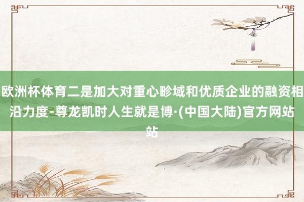 欧洲杯体育二是加大对重心畛域和优质企业的融资相沿力度-尊龙凯时人生就是博·(中国大陆)官方网站