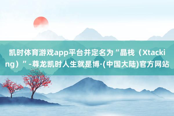 凯时体育游戏app平台并定名为“晶栈（Xtacking）”-尊龙凯时人生就是博·(中国大陆)官方网站