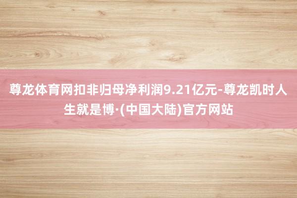 尊龙体育网扣非归母净利润9.21亿元-尊龙凯时人生就是博·(中国大陆)官方网站