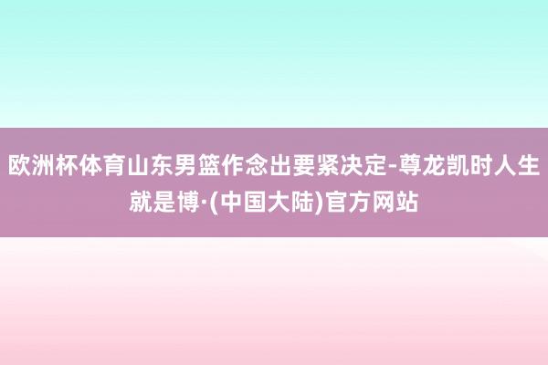 欧洲杯体育山东男篮作念出要紧决定-尊龙凯时人生就是博·(中国大陆)官方网站